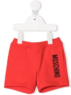 ( Nouvelle Collection ) Moschino Kids 50109 RED Short à Logo Imprimé Enfant
