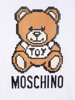 ( Nouvelle Collection ) Moschino Kids 10101 BIANCO OTTICO T-shirt à Imprimé Teddy Bear Enfant -Moschino Kids Soldes Boutique 17810799 37769896 600