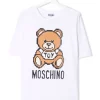 ( Nouvelle Collection ) Moschino Kids 10101 BIANCO OTTICO T-shirt à Imprimé Teddy Bear Enfant -Moschino Kids Soldes Boutique 17810799 37775029 600