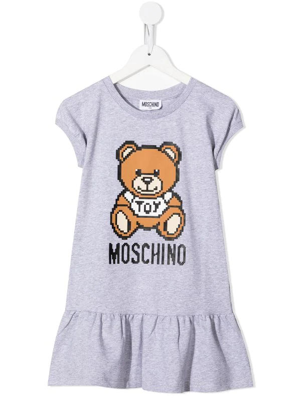 ( Nouvelle Collection ) Moschino Kids 60926 GREY Robe à Motif Teddy Bear Enfant 3 ( Nouvelle Collection ) Moschino Kids 60926 GREY Robe à Motif Teddy Bear Enfant
