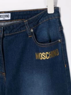 ( Nouvelle Collection ) Moschino Kids Jean à Détail De Logo Imprimé 40046 BLUE -Moschino Kids Soldes Boutique 17851240 37785127 600