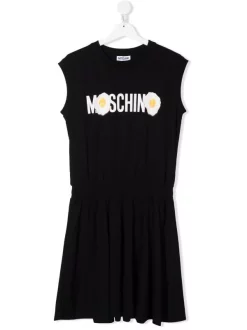 ( Nouvelle Collection ) Moschino Kids Robe à Logo Imprimé 60100 BLACK
