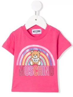 ( Nouvelle Collection ) Moschino Kids T-shirt En Coton à Motif Teddy Bear 50557 ROSA