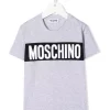 ( Nouvelle Collection ) Moschino Kids T-shirt à Logo Imprimé 60926 GRIGIO CHIARO -Moschino Kids Soldes Boutique 17888093 37955779 600