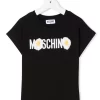 ( Nouvelle Collection ) Moschino Kids 60100 NERO T-shirt à Imprimé Sunny Side Egg Enfant