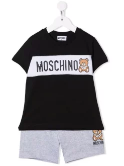 ( Nouvelle Collection ) Moschino Kids Survêtement à Motif Teddy Bear 82213 NERO E GRIGIO