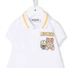 ( Nouvelle Collection ) Moschino Kids 10101 WHITE X Minions Polo à Bords Rayés Enfant -Moschino Kids Soldes Boutique 17904251 38406648 600