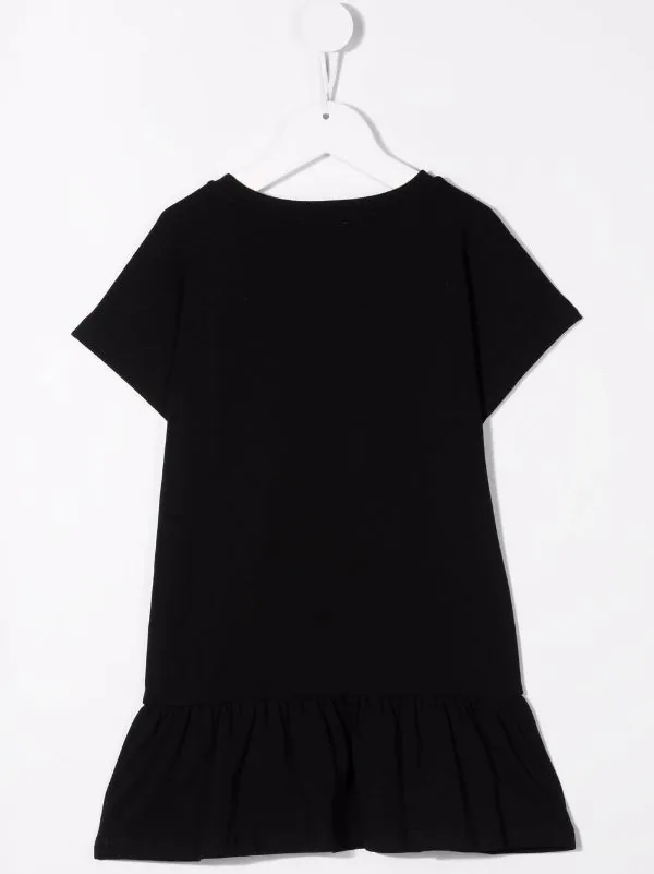 ( Nouvelle Collection ) Moschino Kids 60100 NERO Robe à Logo Hamburger Imprimé Enfant 4 ( Nouvelle Collection ) Moschino Kids 60100 NERO Robe à Logo Hamburger Imprimé Enfant – Image 2