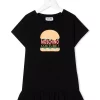 ( Nouvelle Collection ) Moschino Kids 60100 NERO Robe à Logo Hamburger Imprimé Enfant -Moschino Kids Soldes Boutique 17904809 37779999 600