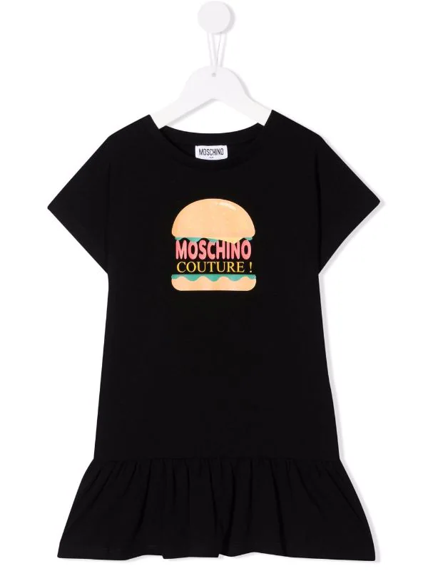 ( Nouvelle Collection ) Moschino Kids 60100 NERO Robe à Logo Hamburger Imprimé Enfant 3 ( Nouvelle Collection ) Moschino Kids 60100 NERO Robe à Logo Hamburger Imprimé Enfant