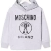 ( Nouvelle Collection ) Moschino Kids 60926 GRIGIO Hoodie à Logo Imprimé Enfant