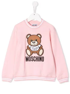( Nouvelle Collection ) Moschino Kids Sweat à Imprimé Teddy Bear 50209 ROSA