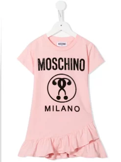 ( Nouvelle Collection ) Moschino Kids Robe Péplum à Logo Imprimé Enfant