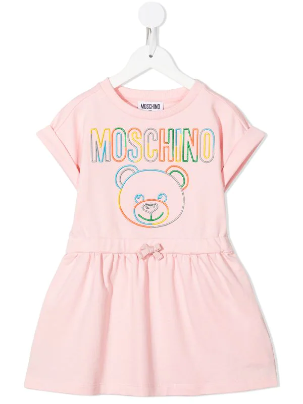 ( Nouvelle Collection ) Moschino Kids Robe à Motif Teddy Bear Brodé 50209 3 ( Nouvelle Collection ) Moschino Kids Robe à Motif Teddy Bear Brodé 50209