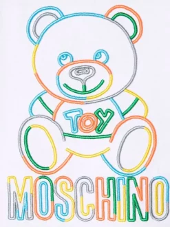 ( Nouvelle Collection ) Moschino Kids 10101 BIANCO T-shirt à Logo Brodé Enfant -Moschino Kids Soldes Boutique 17918517 37871303 600