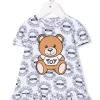 ( Nouvelle Collection ) Moschino Kids 83670 BIANCO Robe Volantée à Motif Teddy Enfant -Moschino Kids Soldes Boutique 17918670 37807866 600