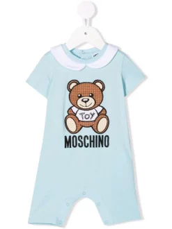 ( Nouvelle Collection ) Moschino Kids Pyjama à Logo Brodé 40304 CELESTE