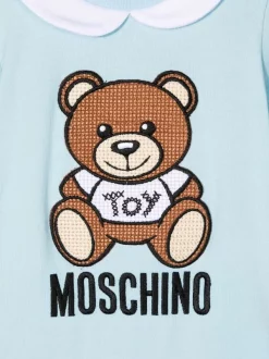 ( Nouvelle Collection ) Moschino Kids Pyjama à Logo Brodé 40304 CELESTE -Moschino Kids Soldes Boutique 17918672 37808689 600