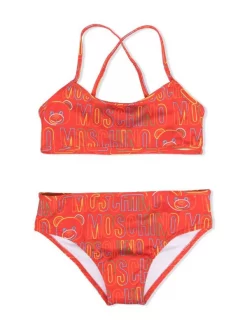 ( Nouvelle Collection ) Moschino Kids Bikini Bandeau à Logo Imprimé Enfant
