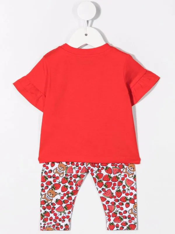 ( Nouvelle Collection ) Moschino Kids 50109 ROSSO Ensemble Haut-legging à Motif Teddy Bear Enfant 4 ( Nouvelle Collection ) Moschino Kids 50109 ROSSO Ensemble Haut-legging à Motif Teddy Bear Enfant – Image 2