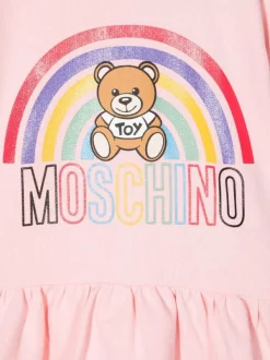 ( Nouvelle Collection ) Moschino Kids 50209 ROSA CHIARO Robe à Logo Imprimé Enfant -Moschino Kids Soldes Boutique 17919365 37810121 600