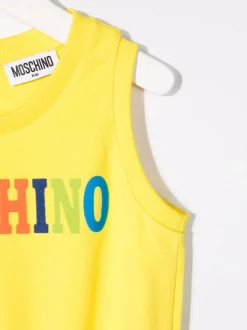 ( Nouvelle Collection ) Moschino Kids 50317 GIALLO Combishort à Logo Imprimé Enfant -Moschino Kids Soldes Boutique 17920152 37870555 600