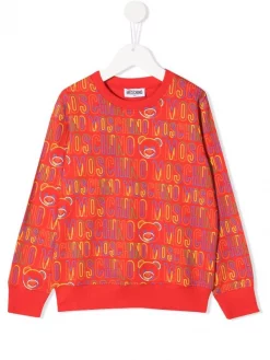 ( Nouvelle Collection ) Moschino Kids Sweat à Logo Imprimé 82804 ROSSO/ MULTICOLOR