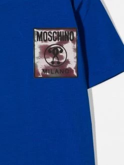( Nouvelle Collection ) Moschino Kids T-shirt à Patch Logo 40457 SURF BLUE -Moschino Kids Soldes Boutique 17921562 38457200 600