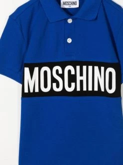 ( Nouvelle Collection ) Moschino Kids Polo à Logo Imprimé 40457 SURF BLUE -Moschino Kids Soldes Boutique 17921580 39095742 600