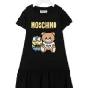 ( Nouvelle Collection ) Moschino Kids Robe Teddy à Logo Imprimé 60100 BLACK
