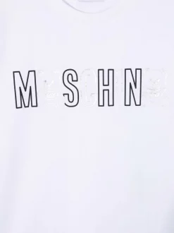 ( Nouvelle Collection ) Moschino Kids T-shirt à Logo Poitrine 10101 BIANCO -Moschino Kids Soldes Boutique 17922975 37806550 600