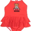 ( Nouvelle Collection ) Moschino Kids Maillot De Bain Volanté à Logo Imprimé Enfant -Moschino Kids Soldes Boutique 17924593 37825509 600