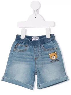 ( Nouvelle Collection ) Moschino Kids Short En Jean à Logo Imprimé Enfant