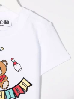 ( Nouvelle Collection ) Moschino Kids T-shirt à Logo Brodé BIANCO OTTICO -Moschino Kids Soldes Boutique 17925184 37803563 600