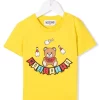 ( Nouvelle Collection ) Moschino Kids 51680 CURRY T-shirt à Logo Brodé Enfant -Moschino Kids Soldes Boutique 17925185 37803532 600