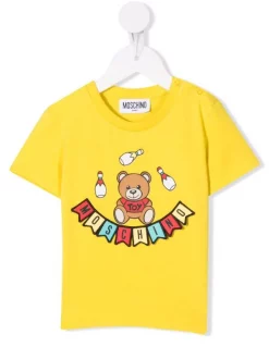 ( Nouvelle Collection ) Moschino Kids 51680 CURRY T-shirt à Logo Brodé Enfant