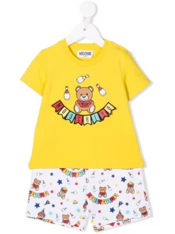 ( Nouvelle Collection ) Moschino Kids 51680 CURRY Pyjama à Logo Imprimé Enfant