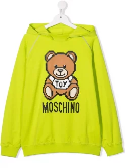 ( Nouvelle Collection ) Moschino Kids Hoodie à Logo Teddy Imprimé 30125 GREEN