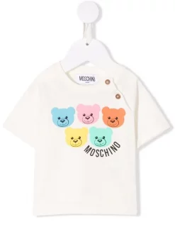 ( Nouvelle Collection ) Moschino Kids T-shirt Teddy Bear En Coton 10063 CLOUD
