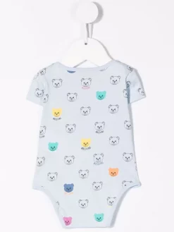 ( Nouvelle Collection ) Moschino Kids 83422 CELESTE Body En Coton Biologique à Imprimé Teddy Bear Enfant -Moschino Kids Soldes Boutique 17937735 37797410 600