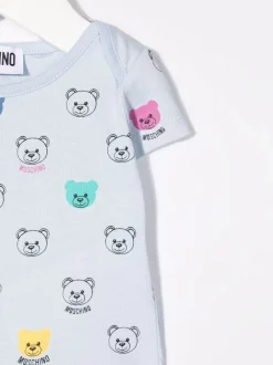 ( Nouvelle Collection ) Moschino Kids 83422 CELESTE Body En Coton Biologique à Imprimé Teddy Bear Enfant -Moschino Kids Soldes Boutique 17937735 37806323 600