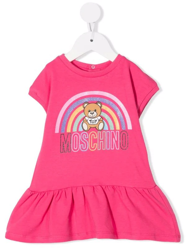( Nouvelle Collection ) Moschino Kids Robe à Logo Imprimé 50557 PINK 3 ( Nouvelle Collection ) Moschino Kids Robe à Logo Imprimé 50557 PINK