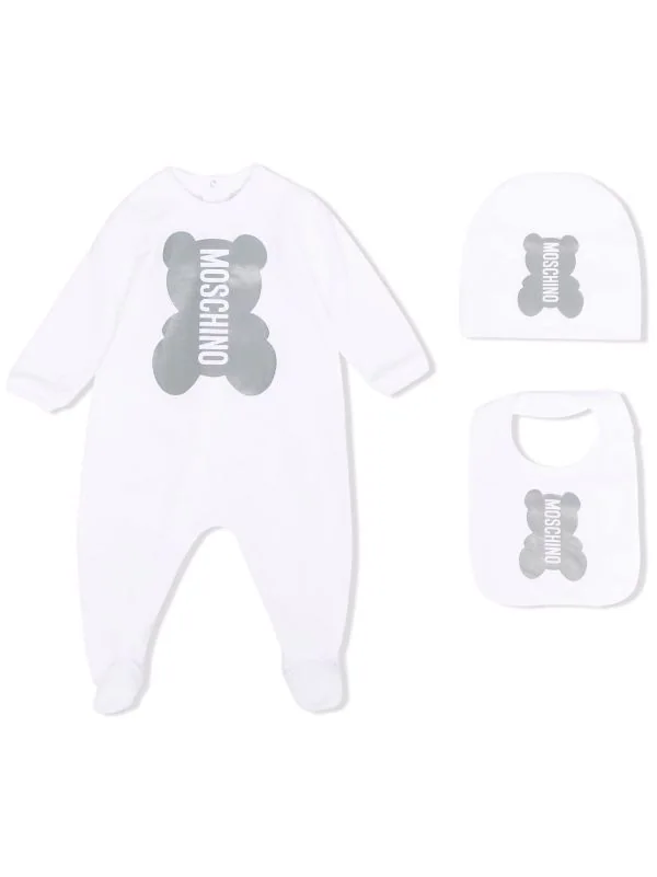 ( Nouvelle Collection ) Moschino Kids Trousseau De Naissance à Logo Imprimé 10101 OPTICAL WHITE 3 ( Nouvelle Collection ) Moschino Kids Trousseau De Naissance à Logo Imprimé 10101 OPTICAL WHITE