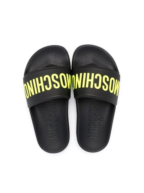 ( Nouvelle Collection ) Moschino Kids Claquettes à Logo Imprimé 02 NERO-VERDE 5 ( Nouvelle Collection ) Moschino Kids Claquettes à Logo Imprimé 02 NERO-VERDE – Image 3