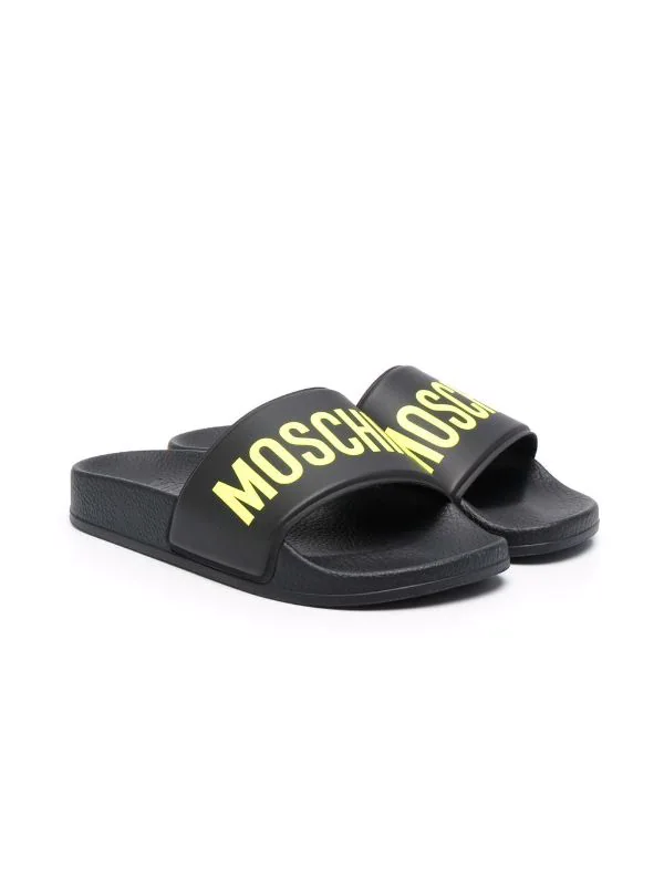 ( Nouvelle Collection ) Moschino Kids Claquettes à Logo Imprimé 02 NERO-VERDE 3 ( Nouvelle Collection ) Moschino Kids Claquettes à Logo Imprimé 02 NERO-VERDE