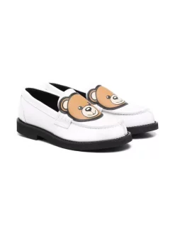 Moschino Kids PIUMA BIANCO Mocassins à Patch Teddy Enfant