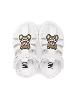( Nouvelle Collection ) Moschino Kids Sandales En Cuir à Patch Teddy Bear BIANCO -Moschino Kids Soldes Boutique 17951894 38587589 600