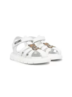 ( Nouvelle Collection ) Moschino Kids Sandales En Cuir à Patch Teddy Bear BIANCO