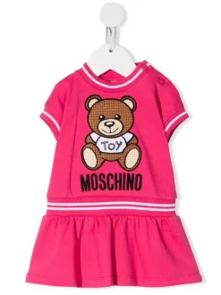 ( Nouvelle Collection ) Moschino Kids Robe Teddy à Logo Brodé Enfant