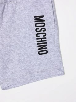 ( Nouvelle Collection ) Moschino Kids Short à Logo Imprimé 60926 GRIGIO CHIARO MELANG -Moschino Kids Soldes Boutique 17959600 37910452 600